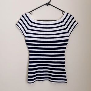 White & navy striped top H&M NWT